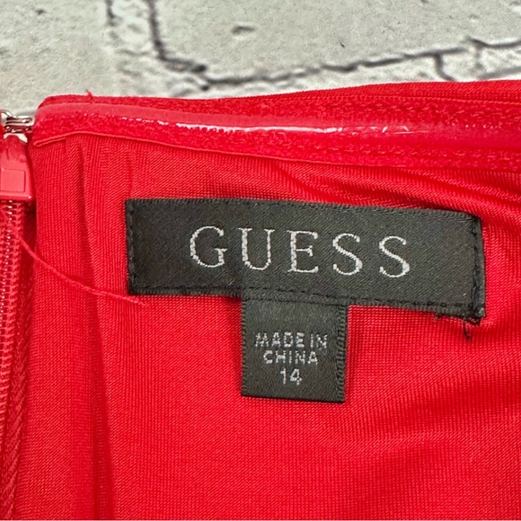 Guess strapless red dress (SL Anya Dress, Size 14, Color: Red Cherry, NWT): - Picture 6 of 14